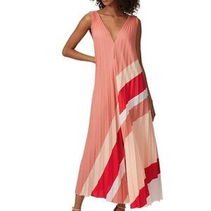 Tome Sleeveless Blush Swing Maxi Dress Stripe Printed Oversized MuuMuu Women's